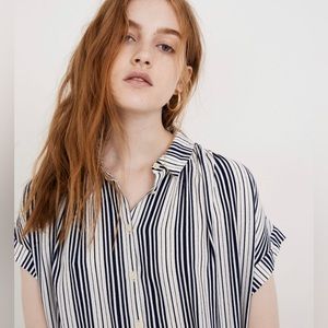 Madewell Central Striped Drapey Shirt XS EUC